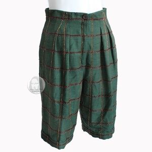 Shorts Preppy Plaid Beaded by Randolph Duke for Martha Palm Beach Vintage 80s